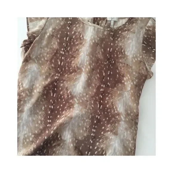 Joie Silk Tariana Top Deer Print Bambi Doe Fawn Sz L - Picture 7 of 10